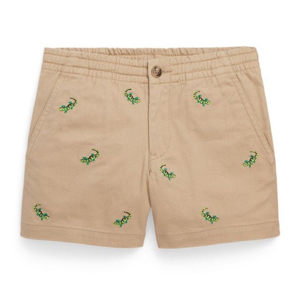 Polo Ralph Lauren Kids Tan Shorts with Green Embroidery